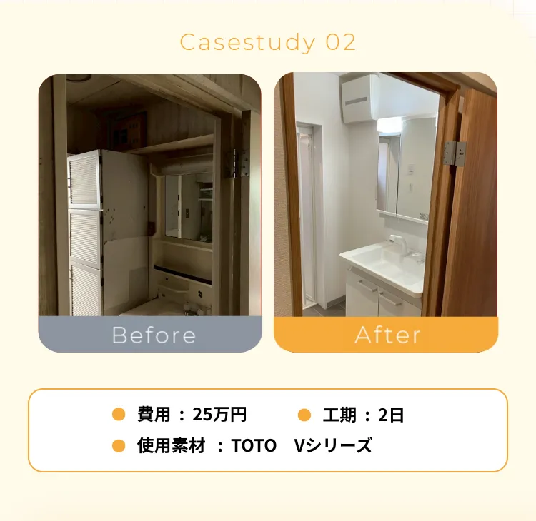 • 費用：25万円• 工期：2日• 使用素材：TOTO